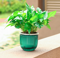 Pots de fleurs suspendus/de table auto-arrosants pour intérieur, panier à plantes suspendu d'extérieur de 6,5 pouces, trous de drainage pour jardin et maison, émeraude