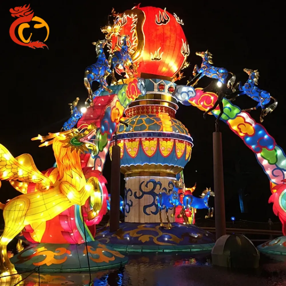 Lanterna elétrica de seda, decoração externa chinesa personalizada ano novo arte