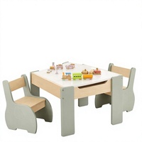 Ensemble table et chaise Montessori en forme d'éléphant avec tableau noir et rangement, bureau d'activités unisexe pour tout-petits pour la maison et la garderie