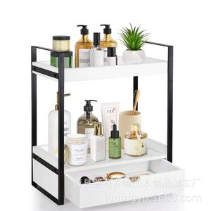 Wooden Cosmetic Storage Rack With Drawer Double Layer Bathroom Countertop Organizer - Product Image 2