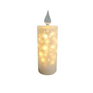 Lámpara de vela de vidrio blanco con clasificación IP44, 8,9x27cm, funciona con pilas para fiestas navideñas en el hogar y decoración navideña - Product Image 1