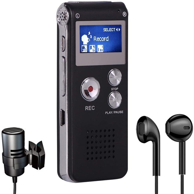 Digital Voice Recorder MP3 Player Black Audio Activated Recorder With Playback, Recharge Battery, Line-in, USB Drive PQ138