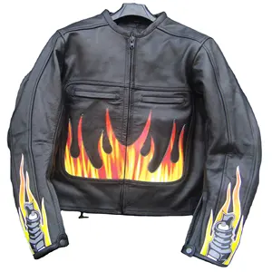 Motosiklet motosiklet deri sürme ceketler yangın alev