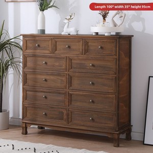 <span class=keywords><strong>Commode</strong></span> à 5 tiroirs en bois massif, armoire de rangement de style américain pour chambre à coucher, salon, buffet avec étagères - Product Image 1