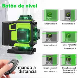 Nivel Láser Verde Industrial <span class=keywords><strong>4D</strong></span> 360° Autonivelante de 16 Líneas, Horizontal y Vertical, con Trípode Integrado y Control Remoto, 1mm/5m - Product Image 4