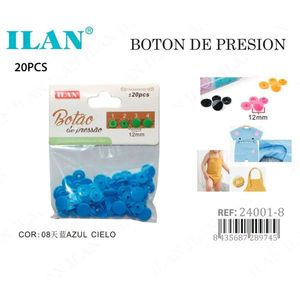 Bottoni a pressione in plastica Ilan 12mm blu cielo 20 pezzi per abbigliamento - Product Image 1