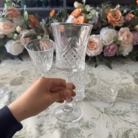 Ensemble de verres vintage en cristal transparent taillé, verres à vin gaufrés pour vin rouge et vin blanc, parfait pour les banquets de mariage et les événements