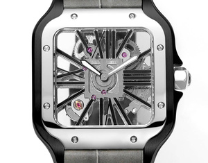 Montre mécanique automatique élégante et tendance avec bracelet en cuir de crocodile noir mat et couronne incrustée de spinelle synthétique - Product Image 3