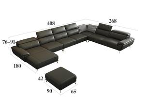 Sofá moderno de cuero de lujo en forma de U, <span class=keywords><strong>chaise</strong></span> <span class=keywords><strong>longue</strong></span> de esquina grande y sencillo para sala de estar o recepción, muebles para el hogar - Product Image 5