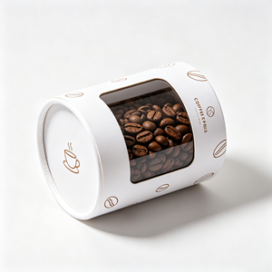 Boîte cylindrique minimaliste en kraft avec fenêtre transparente personnalisée, tube en papier rond pour emballage quotidien de grains de café - Product Image 4