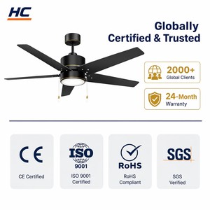 Ventilador de techo LED HC de 52 pulgadas con motor DC, 5 aspas, diseño moderno para sala de estar, montaje empotrado, 5 aspas, color negro - Product Image 4