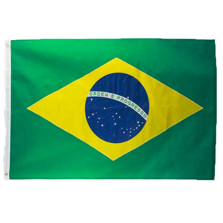 Di fabbrica su misura diretta 3x5ft 210D nylon ricamato Brasile bandiera