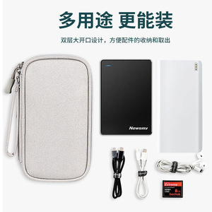 Sac de rangement pour accessoires numériques, gris, organisateur de câbles multicouches pour batterie externe, lecteur USB, écouteurs, câbles de données - Product Image 4