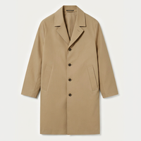 Manteau trench mi-long à revers cranté kaki pour homme