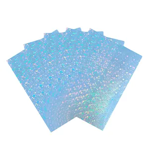 Professional Holographic Glitter Finish A4 Cold Laminating Film Transparent Waterproof Overlay Sheet For Badges And Button Art
