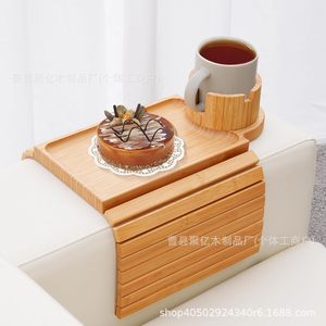 Bandeja de madera para reposabrazos de sofá con portavasos para almacenamiento de aperitivos, comidas y bebidas - Product Image 2