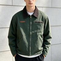 Veste de travail américaine vintage délavée pour homme, coupe robuste, avec fermeture éclair