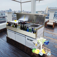 Station mobile de bar à cocktails en acier inoxydable OEM en usine avec réfrigérateur Fonction évier de bac à glace Comptoir de travail de barman