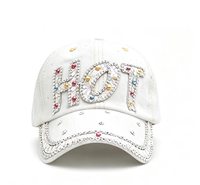 Casquette de baseball en jean avec lettrage en strass colorés, plusieurs couleurs disponibles, vente en gros