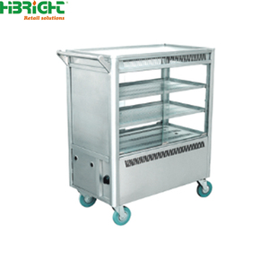 Heavy Duty Mobile Food <b>Warmer</b> Trolley Brushed Matt Stainless Steel 3 Layer Food Holding Display Trolley With Mobile Wheels - Product Image 1