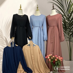 Vente en gros d'abaya, robe d'été pour femmes musulmanes, tissu en mousseline de soie de qualité supérieure avec doublure complète 6294 # - Product Image 1
