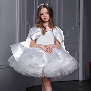 Robe de princesse élégante en maille pour filles, tenue de piano pour enfants, robe de soirée d'anniversaire, tenue de scène formelle - Product Image 4