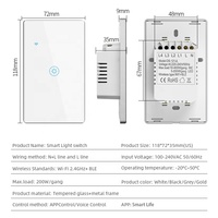Interrupteur intelligent 1 2 3 4 voies sans fil neutre, compatible Alexa et Google Home, interrupteur tactile Wi-Fi Tuya pour maison connectée