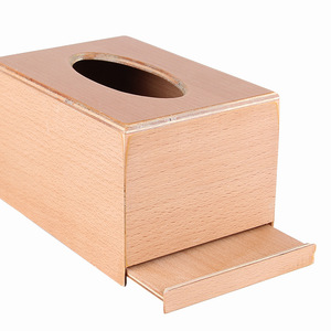 Boîte à mouchoirs simple en bois pour salon et usage domestique, boîte de rangement portable en bois de hêtre pour bureau, vente en gros d'usine, logo - Product Image 3