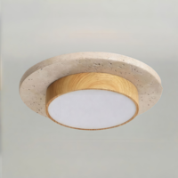 Plafonnier en fer à grain de bois moderne pour salon, style Wabi-Sabi, avec base en travertin jaune naturel, idéal pour couloir - Vente en gros en ligne