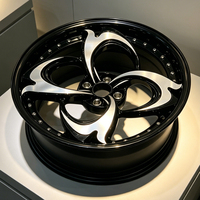 Velg Alloy Forged Dua Bagian 21 Inch 5x112 5x114.3 5x120 5x130 6061-T6 Hitam Mesin untuk BMW Bezn Audi Porsche