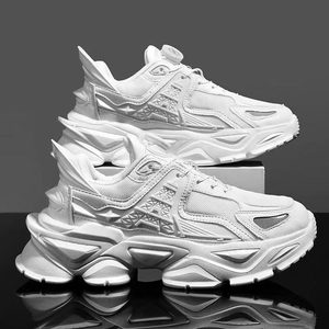Stock <b>Men</b> Light Weight Soft Chunky <b>Platform</b> Sneakers Mesh Patch Height Increasing Casual Walking <b>Shoes</b> - Product Image 3