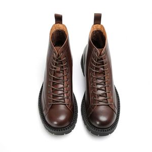 2025 British Style Men's <b>Boots</b> High Top <b>Boots</b> for Autumn and Winter Lace up Wear Resistant Motorcycle Ankle <b>Boots</b> - Product Image 3
