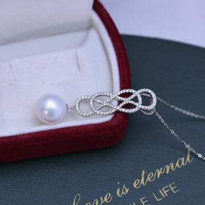 Collar con Colgante de Perla Redonda Blanca de Agua Dulce de 11-12 mm para Mujer, Plata S925 con Circonita, Luz Intensa, Ligeras Imperfecciones - Product Image 3