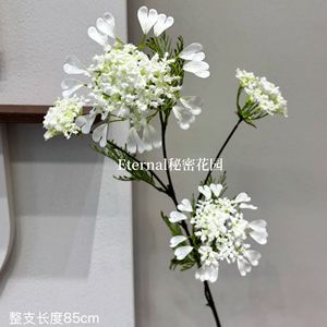 Fiore artificiale a 4 steli, fiore a pizzo, fiore a dente di leone effetto vento naturale, materiale ausiliario per composizioni floreali, simulazione - Product Image 6