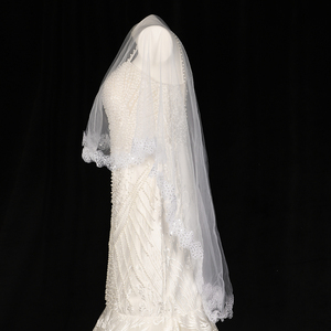 طرحة زفاف فاخرة من CYG بنمط مطرز، طرحات زفاف للعروس بنمط رائع مع ترتر - Product Image 5