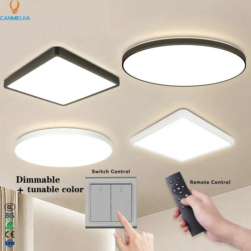 Runde LED-Decken lampe mit Bewegungs sensor, minimalist isch, dimmbar, fern gesteuert, Ultra dünn, quadratisch, Smart-Heim leuchten, 18W, 24W, 36W, 42W