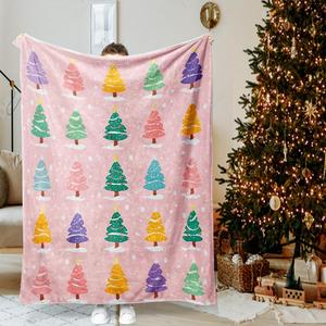 Christmas Christmas Tree Santa Flannel <b>Blanket</b> Throw <b>Blanket</b> Nap <b>Blanket</b> Party Decor Xmas Gift Machine Washable Fade Resistant - Product Image 4