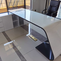 Table de réception pour le patron en pierre de surface solide en acrylique blanc OEM Mobilier de bureau