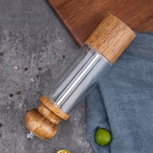 Moulin à poivre <span class=keywords><strong>en</strong></span> <span class=keywords><strong>bois</strong></span> et acrylique de grande capacité de 6 pouces avec tête ronde, moulin à sel et poivre <span class=keywords><strong>en</strong></span> céramique blanche, écologique - Product Image 4