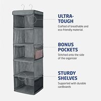 Organisateur de placard suspendu en tissu non tissé avec six poches, gain de place et imperméable pour le rangement des vêtements à domicile