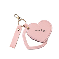 Cadeau de la Saint-Valentin, miroir porte-clés en forme de cœur, cuir PU, verre HD, miroirs de poche personnalisés pour femmes et filles