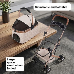 Pet Stroller Foldable Lightweight Durable 4-Wheel Oxford Fabric <strong>Dog</strong> Cat Carrier Travel <strong>Trolley</strong> - Product Image 3