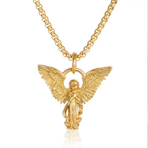 Collier pendentif <span class=keywords><strong>ange</strong></span> personnalisé en acier inoxydable 316L plaqué or 14k 18k pour femmes <span class=keywords><strong>et</strong></span> hommes, vente en gros - Product Image 5