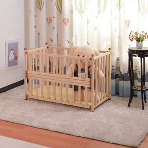 Lit bébé en bois massif réglable à double étage pour nouveau-né, convertible, blanc, moderne, écologique, chambre à coucher, salon - Product Image 4