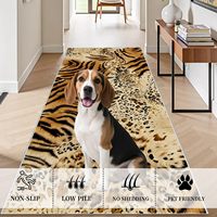 Leopard Tiger Runner Rug 4x12 Animal Print Washable Carpet Non Slip Low Pile Rustic Farmhouse Country Long Rugs for Bedside