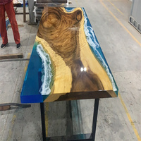 Direct de l'usine Mobilier de maison Design spécial haut de gamme Restaurant Cuisine Dîner Bois de noyer Rivière claire Table à manger en résine époxy