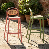 Chaise contemporaine en rotin à pieds hauts, tabouret de salle à manger empilable en plastique moderne, tabouret de bar domestique – Vente en gros