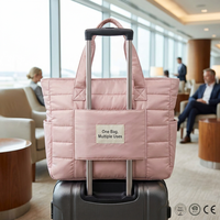 Bolso Tote Acolchado Rosa, Bolso de Hombro Grande y Suave, Bolso de Mano Acolchado para Mujer, Viajes, Venta al Por Mayor, Logotipo Personalizado