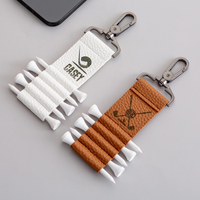 Porte-tees de golf en cuir personnalisé avec logo, sac en cuir PU lychee portable, pendentif porte-clés de voiture, cadeau de luxe pour les amateurs de golf