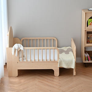 Fonte palazzo nordamericano legno di ciliegio in legno massello letto per bambini moderno estendibile letto singolo Splicing Guardrail letto - Product Image 4